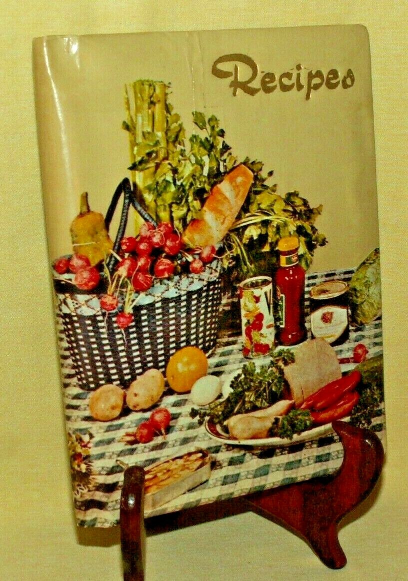 RECIPE FILE BINDER VINTAGE MCM DAN DEE IMPORTS HONG KONG BLANK PAGES POCKETS.