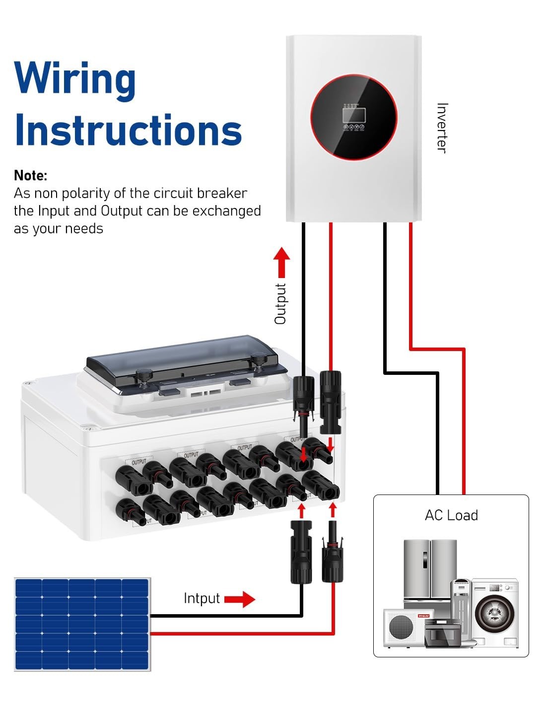 Solar Panel Disconnect Switch 4 String 30 Amp DC Circuit Breaker Box 4 in 4 Out