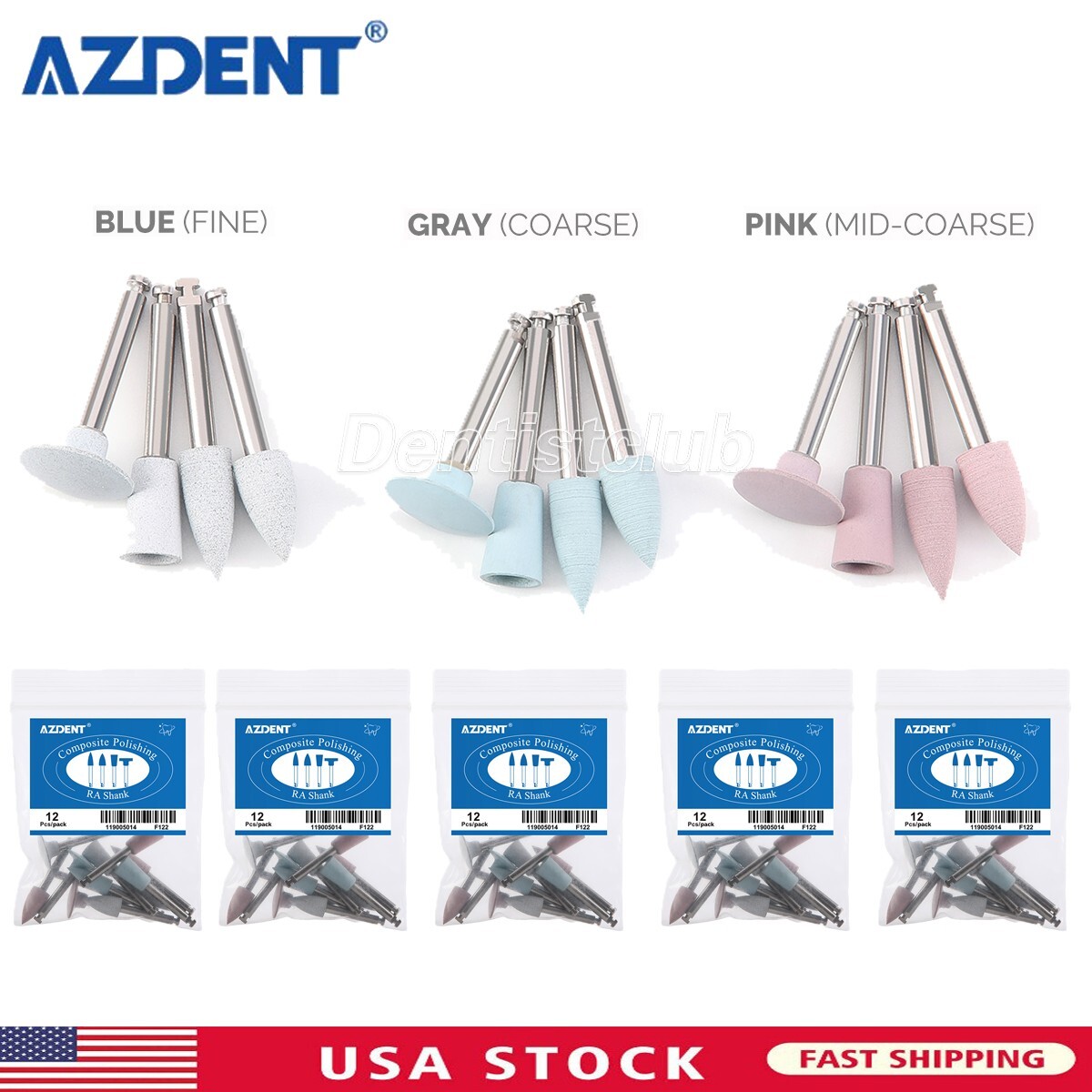 Dental Silicone Polishing Mid-Coarse/Coarse/Fine For Low Speed Handpiece 2.35mm