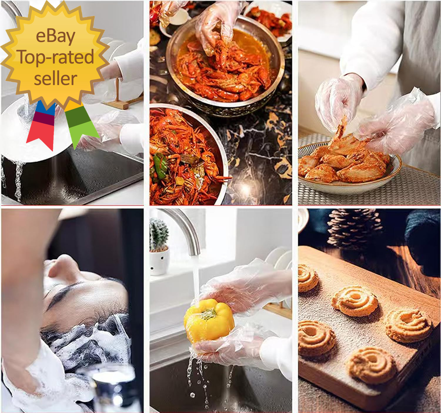 400 Count Disposable Poly Plastic Gloves for Cooking Food Prep and Food Service