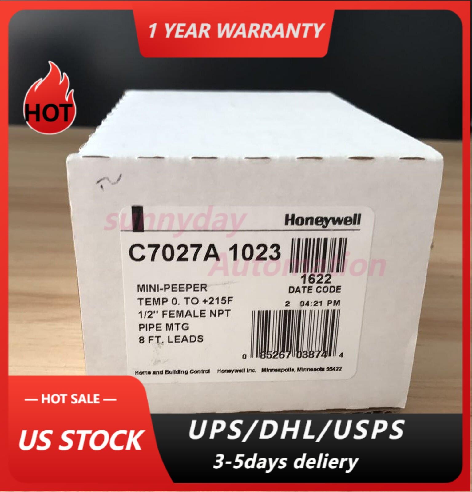 One Honeywell C7027A1023 Flame Detector Sensor C7027A1023 Fast Ship US Free TAX