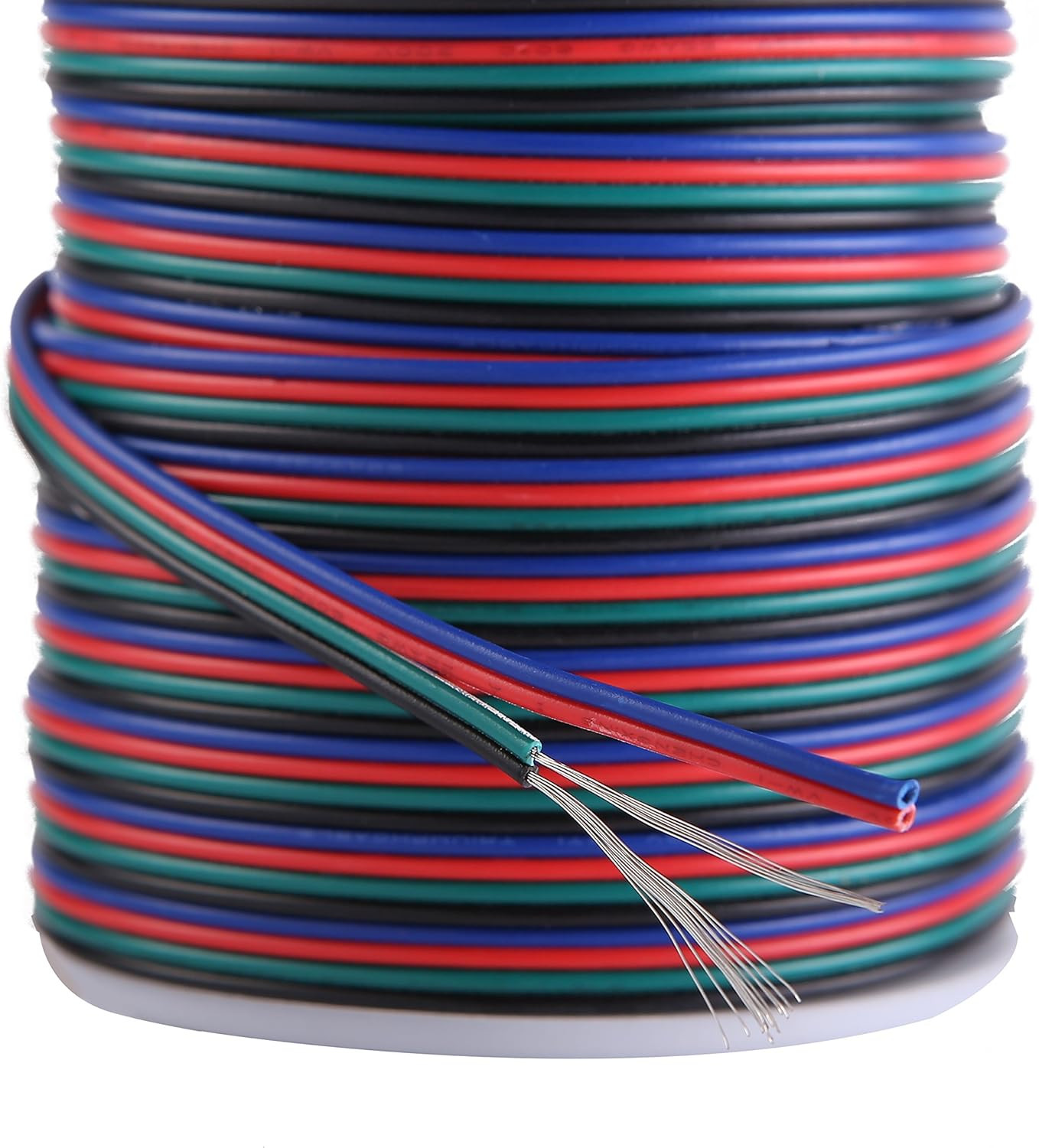100Ft(30.5M) 22 AWG 4Pin RGB Wire Extension Cable with Spool, Led Lights Wires S