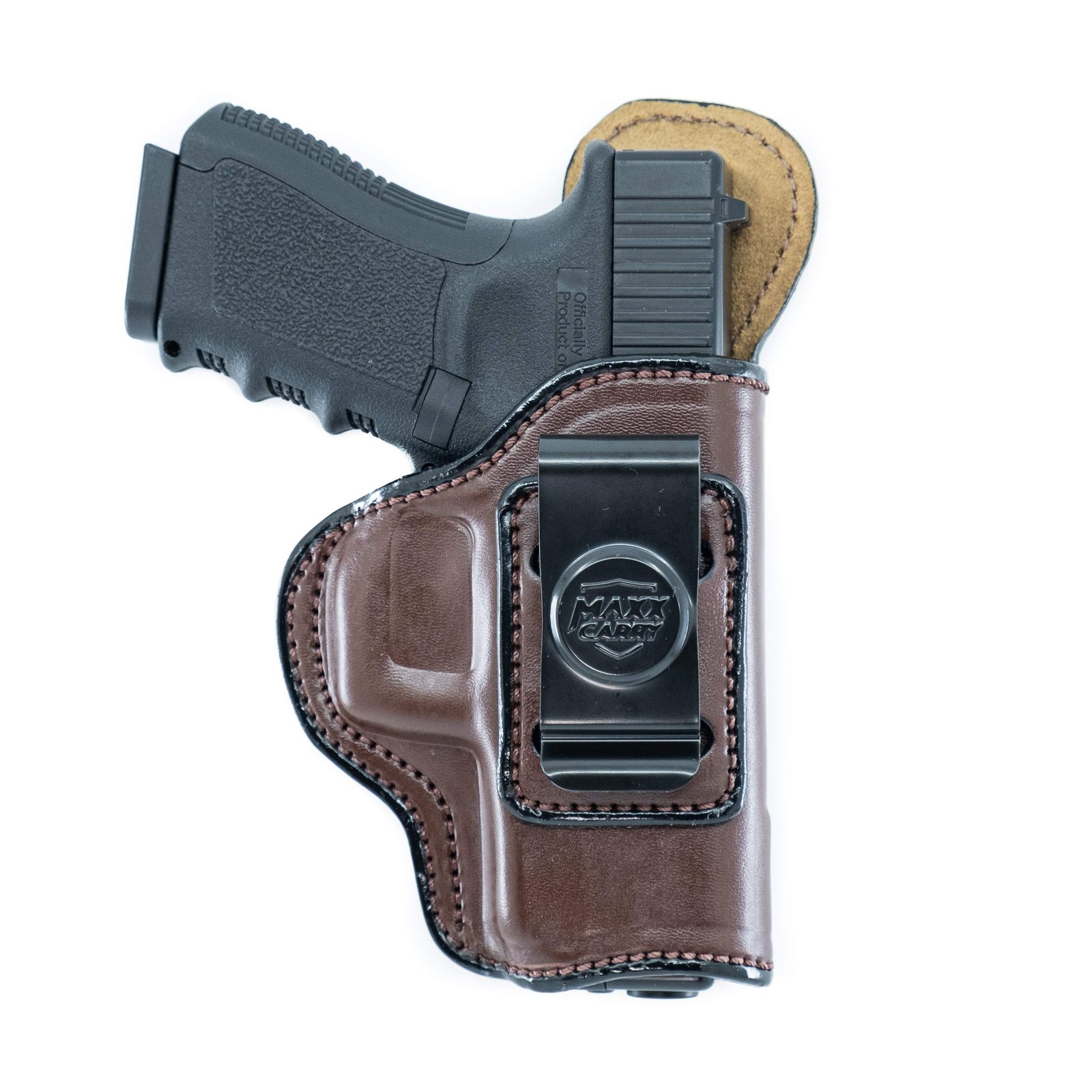 Maxx Carry Inside The Waistband Leather Holster Fits Glock 19. IWB Holster.