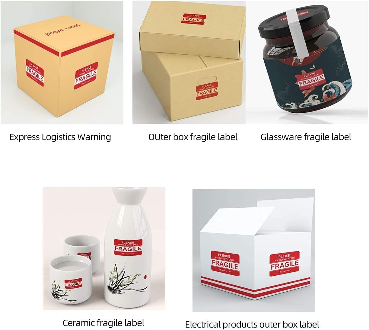 High-Quality 500 Count Fragile Labels – Red Stickers for Careful Shipping