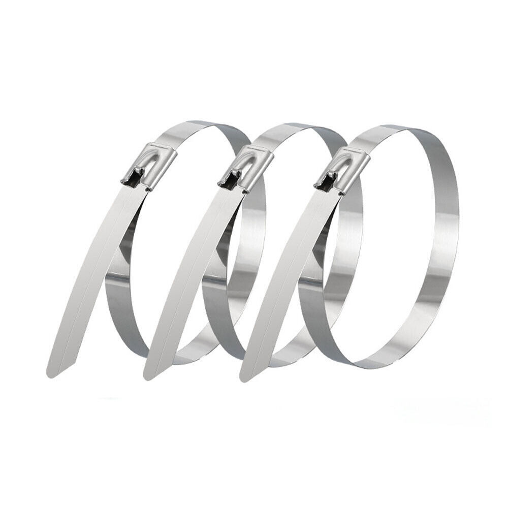 100 Pcs 150*4.6mm 304 Stainless Steel Metal Exhaust Wrap Locking Cable Zip Ties