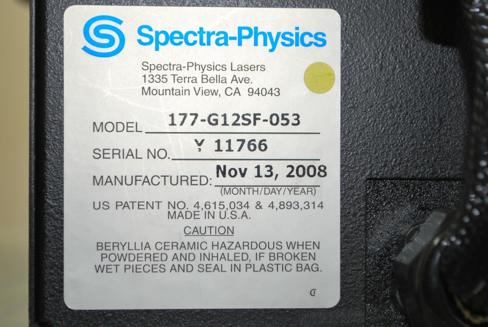 177-G12SF-053 / 177-G12 AIR-COOLED ION LASER HEAD 488NM / SPECTRA-PHYSICS