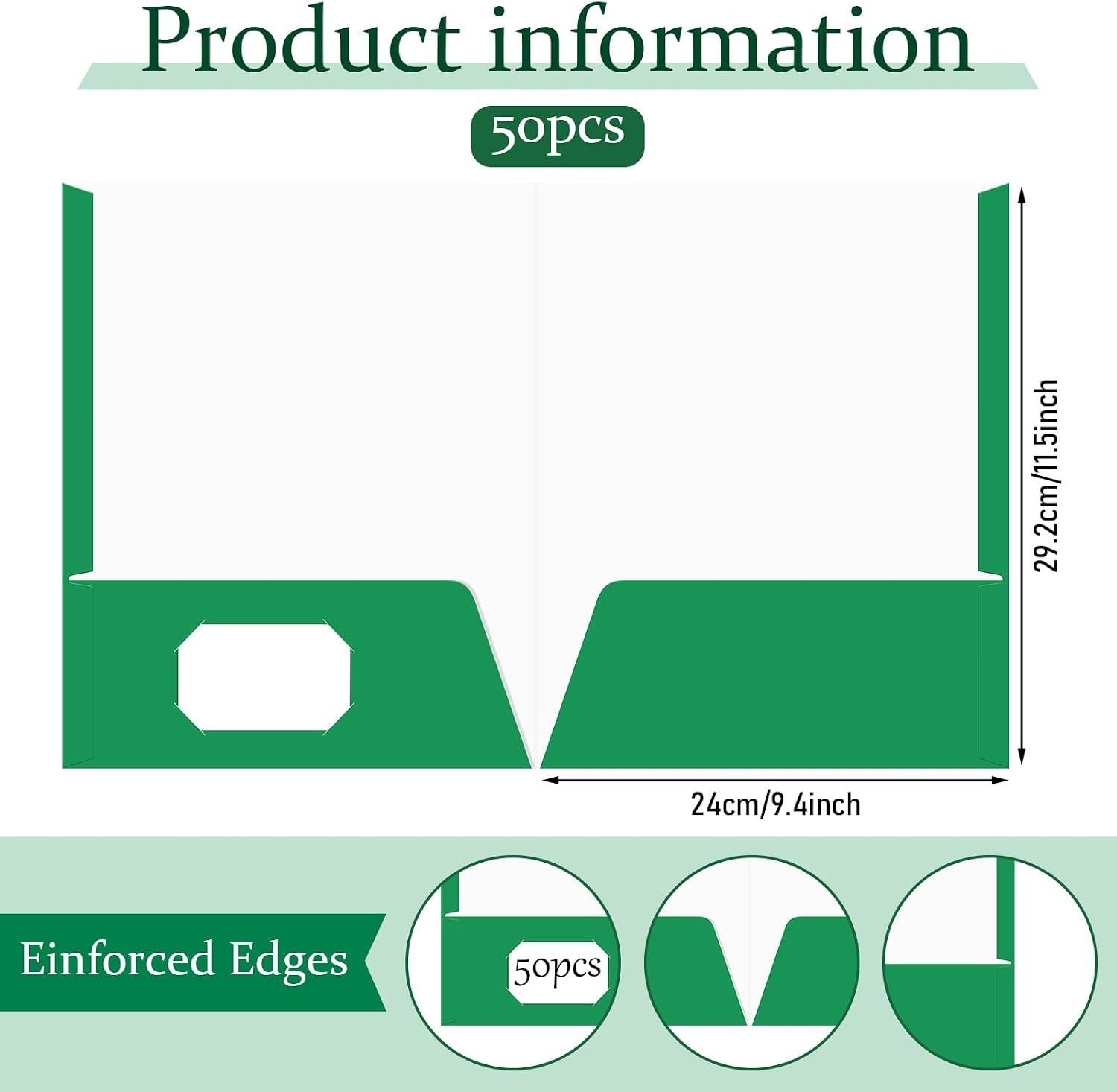 Elegant Green 2 Pocket Glossy Paper Folders – 50 Count for Ultimate Organization