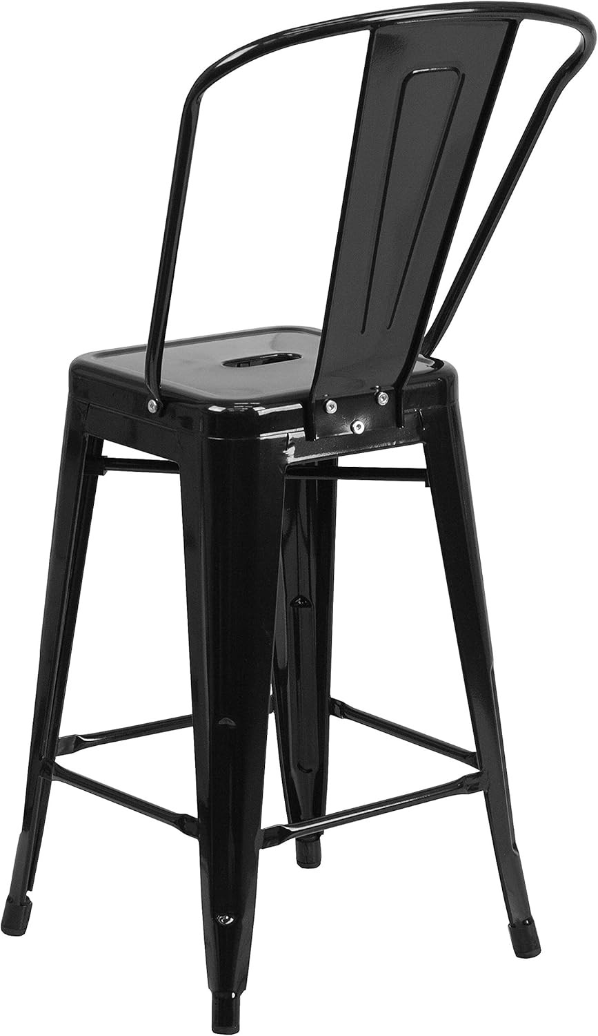 Flash Furniture Commercial Grade 24″ High Black Metal Indoor-Outdoor Counter Hei