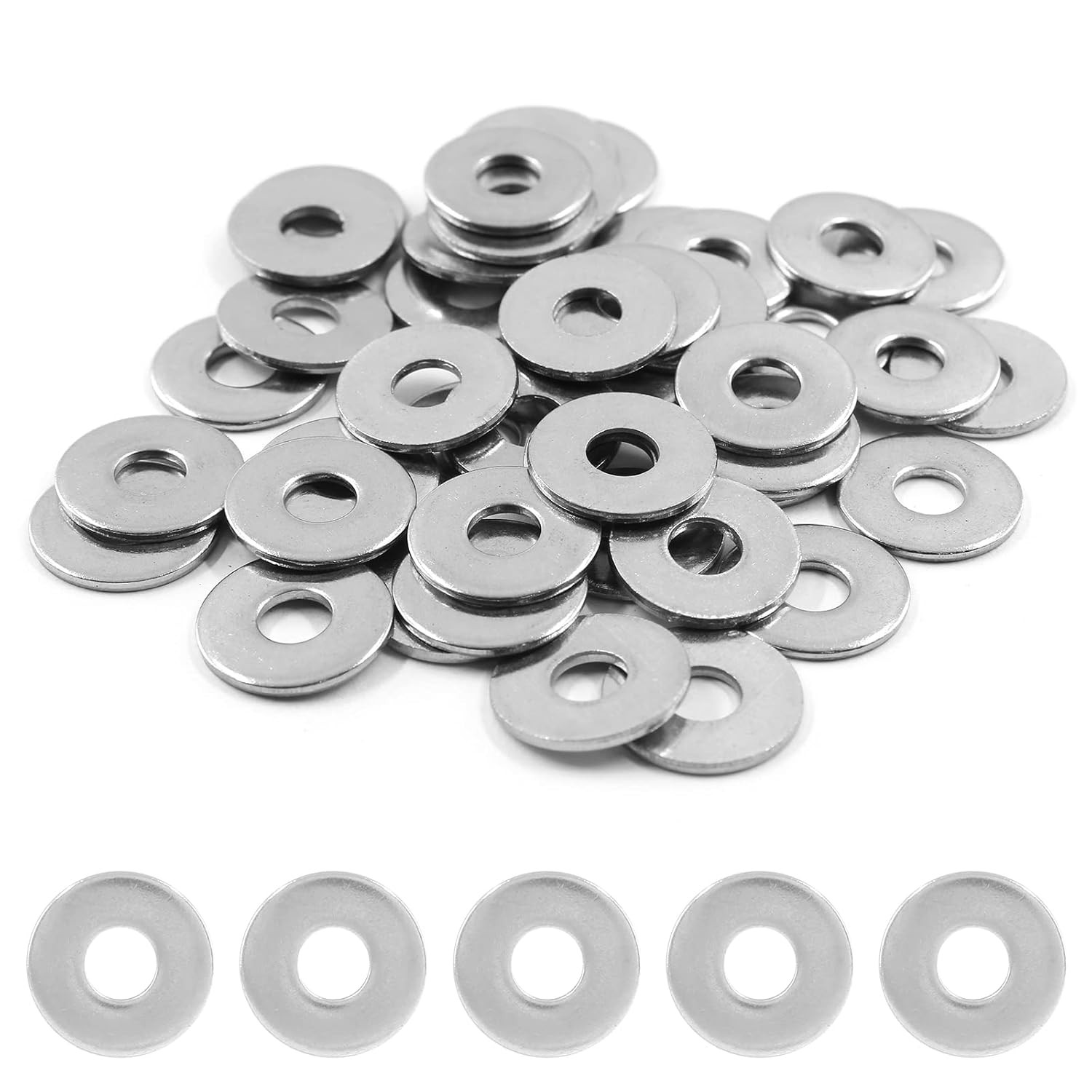 100PCS M6 Stainless Steel Flat Washers 16mm OD 6mm ID 1.5mm Thick
