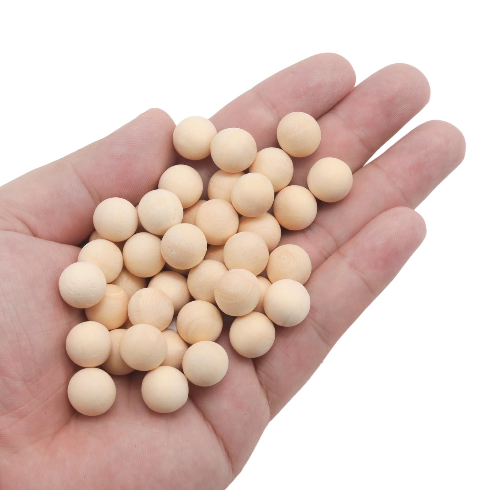 JAKOUE 100 PCS 1/2 inch (12mm) Wooden Balls, Small Unfinished Round