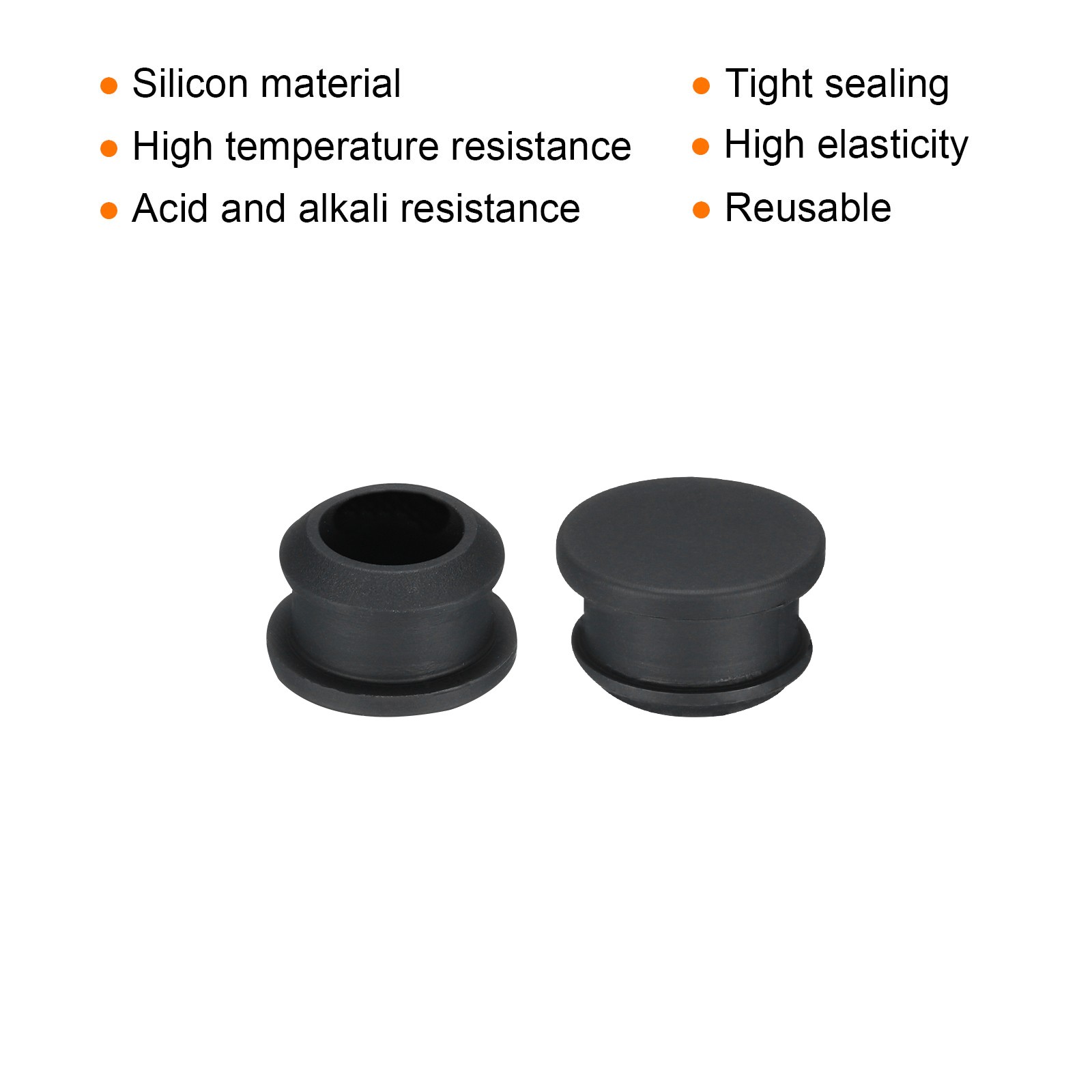 16 Pcs Silicone Snap in Locking Hole Plugs 16mm/0.63 Inch Dia Black