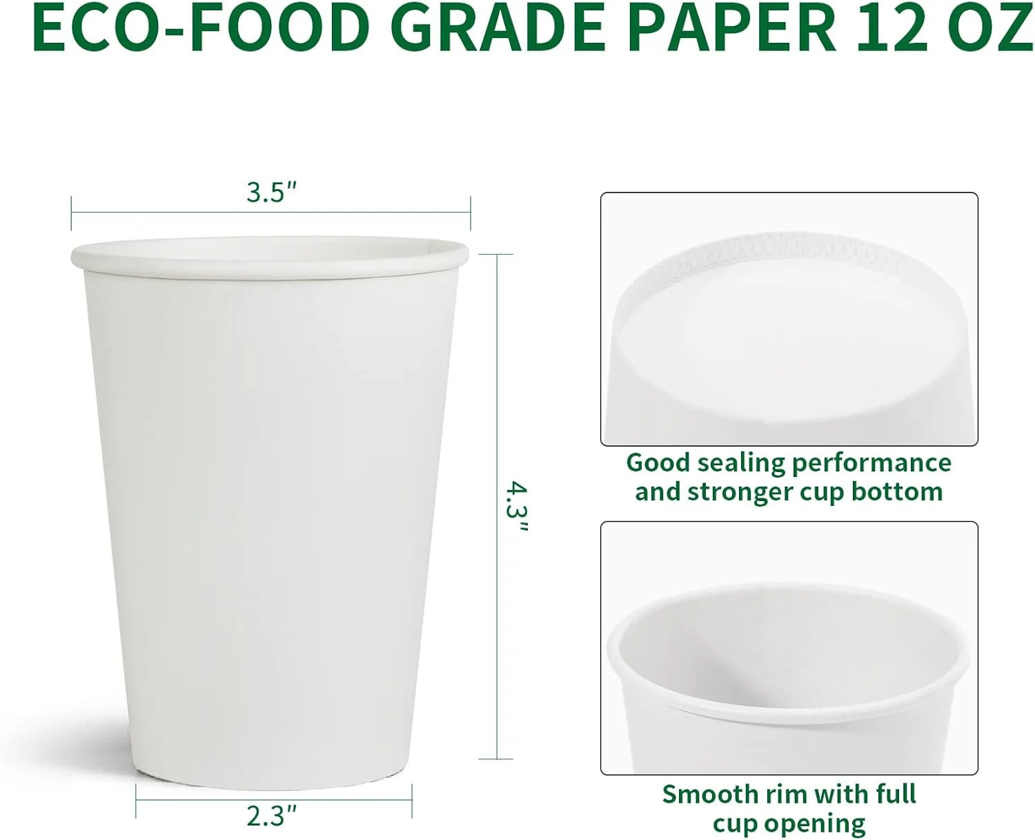 RACETOP Paper Coffee Cups 12 oz 300 pack, Paper Cups Disposable, Hot Coffee Cups