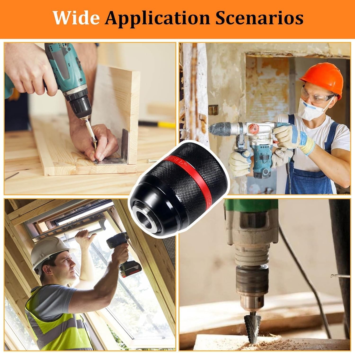 Keyless Drill Chuck for Milwaukee M18 1/2-20UNF Mount 1.5-13Mm Clamping Capacity
