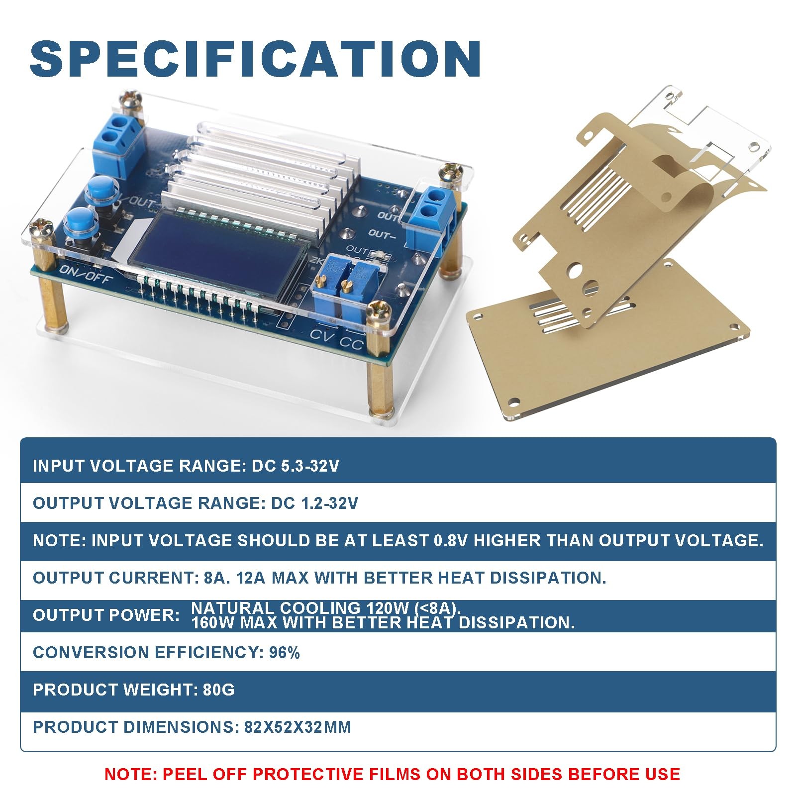 Adjustable DC Buck Converter 1.2V32V 12A Power Supply for Solar, RV, Golf Cart