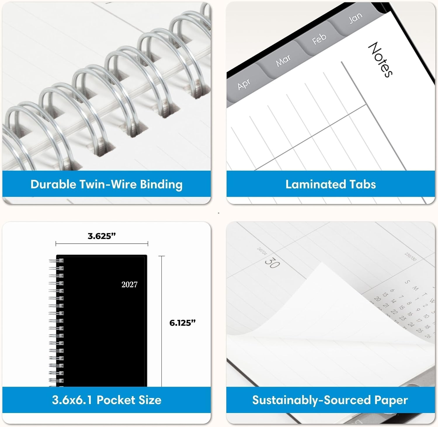 2027 15-Month Weekly and Monthly Mini Planner Calendar, Includes October 2026 –
