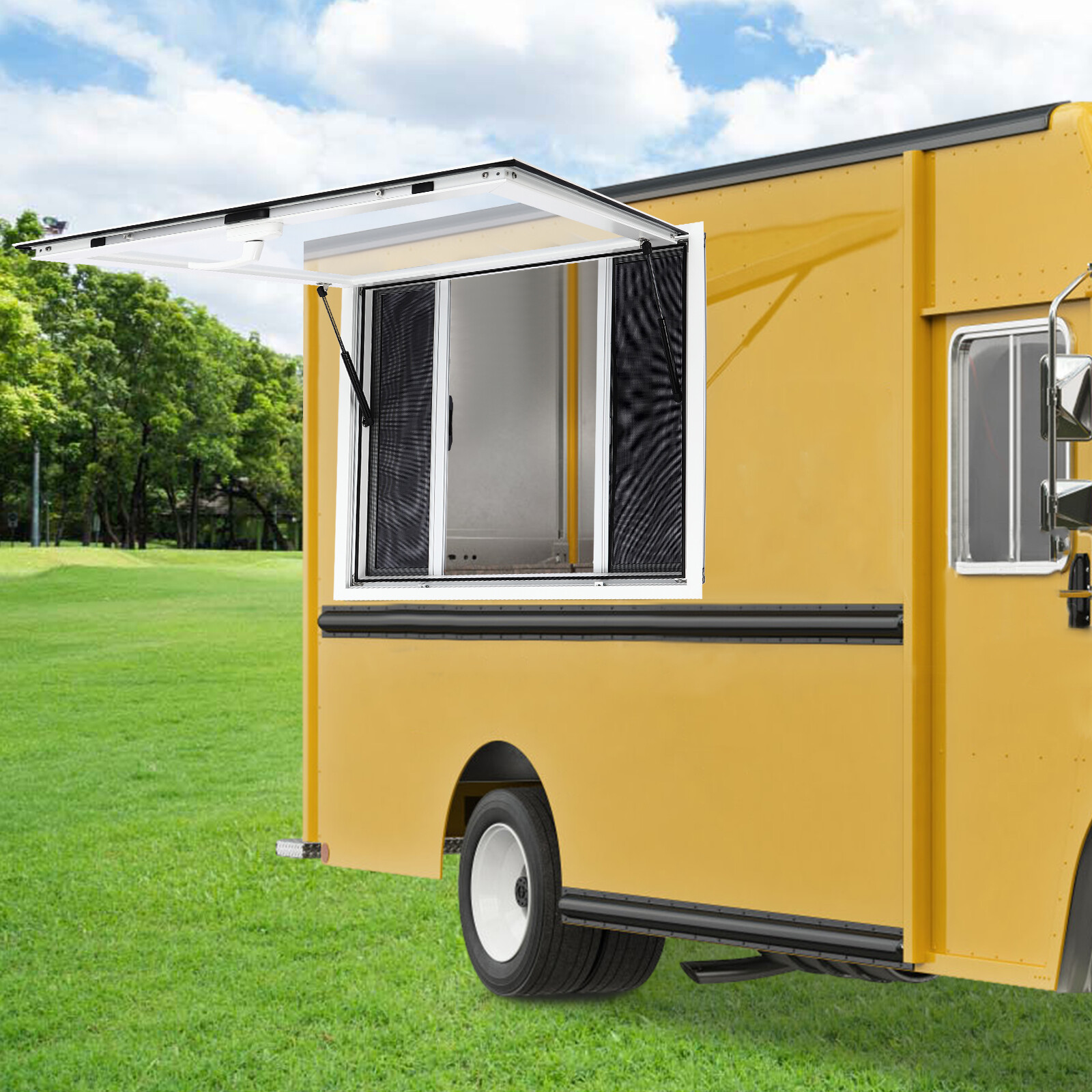 36″L x 36″W Concession Stand Serving Window Food Truck Service Awning w/ Hooks