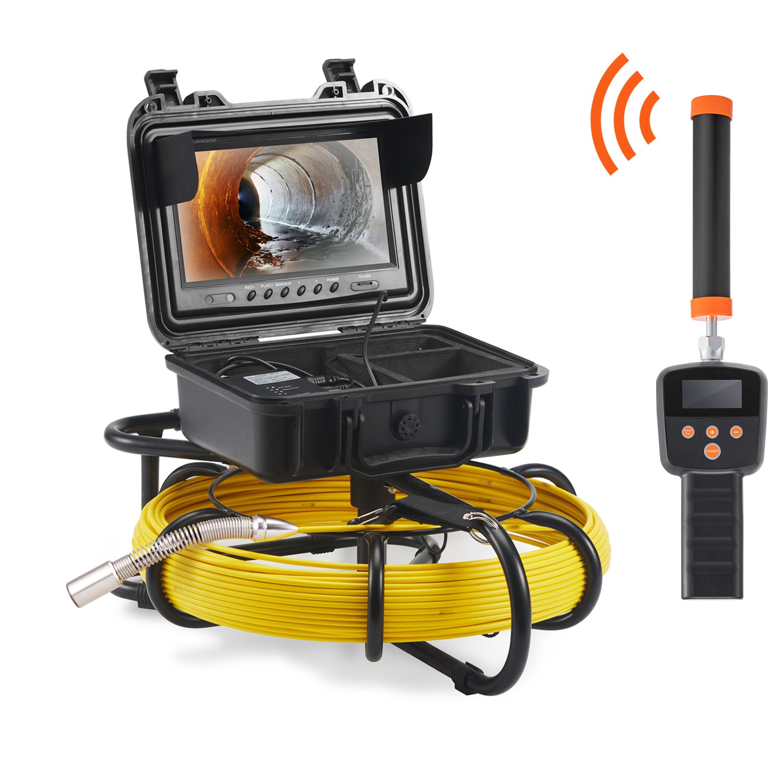VEVOR Sewer Camera Pipe Inspection Camera w/ 512hz Sonde 9in 720p Screen 164 ft