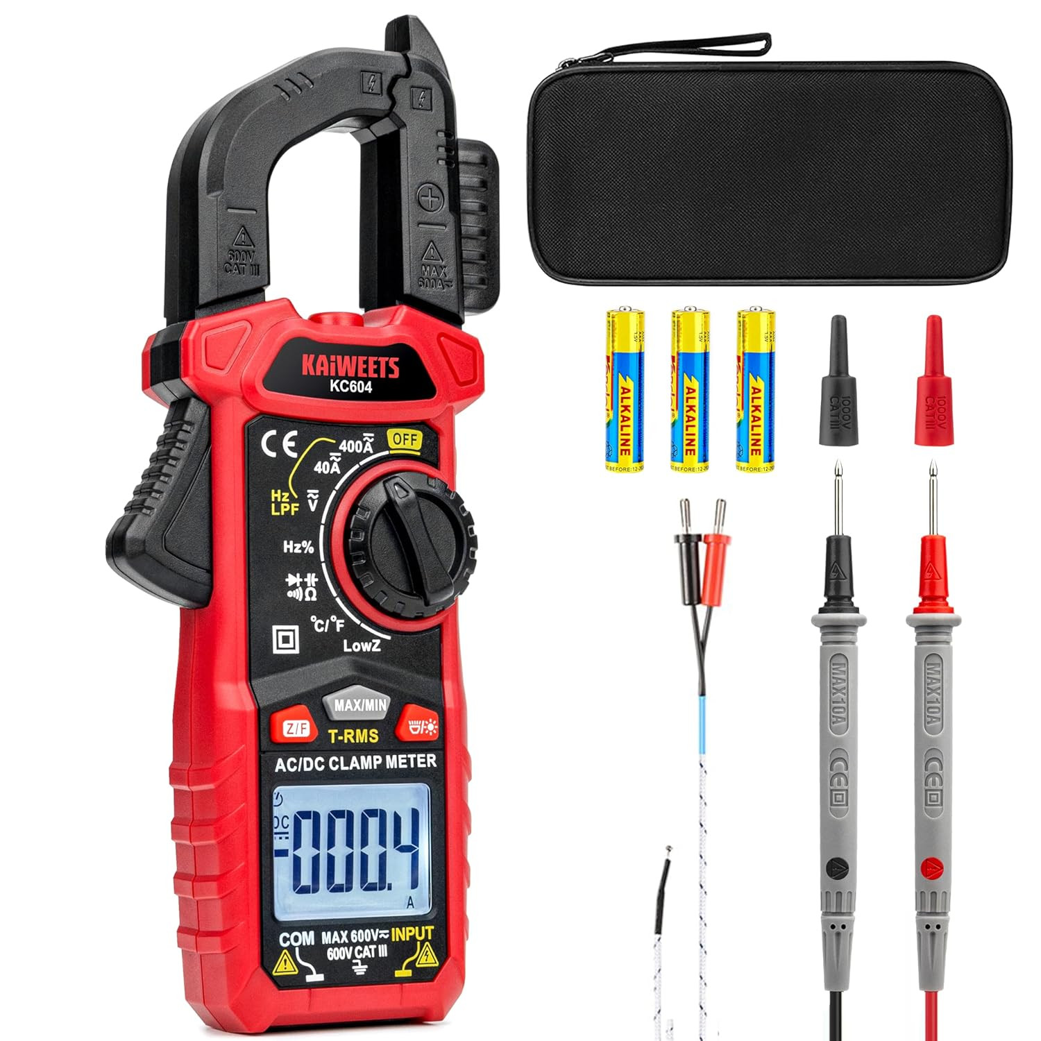 KAIWEETS Digital Clamp Meter Multimeter with D-Shaped Jaw for AC/DC Current & Vo