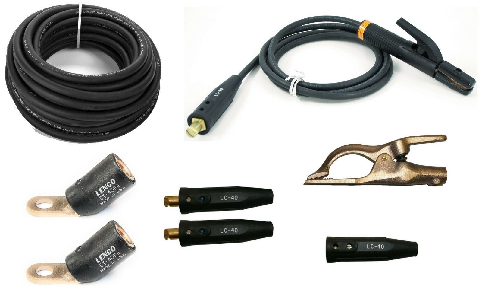 Complete Set of 2/0 Direct Welding Cable with 100 Foot of Cable & Connectors
