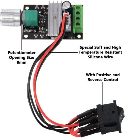 6V 28V 3A DC Motor PWM Speed Controller Variable Speed Regu Size: DC 6V-28V 3A