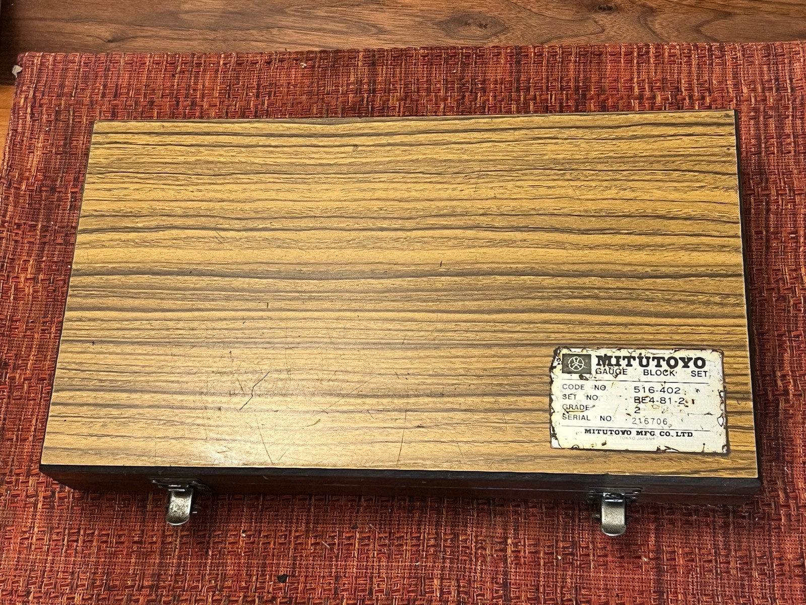 Mitutoyo 516-402 81pc Square Gage Block Set Wood Case Complete Free Ship