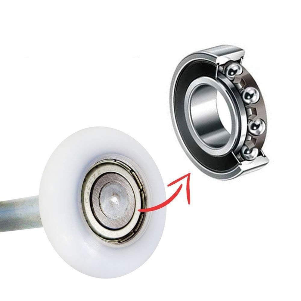 Durable & Quite 6200ZZ Ball Bearing Nylon Garage Door Castors with 11 Balls, 10.2 cm…
