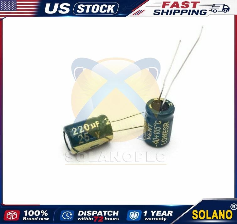 10 pcs 220uf 25v 105c radial electrolytic capacitors USA SHIPPING/SOLD