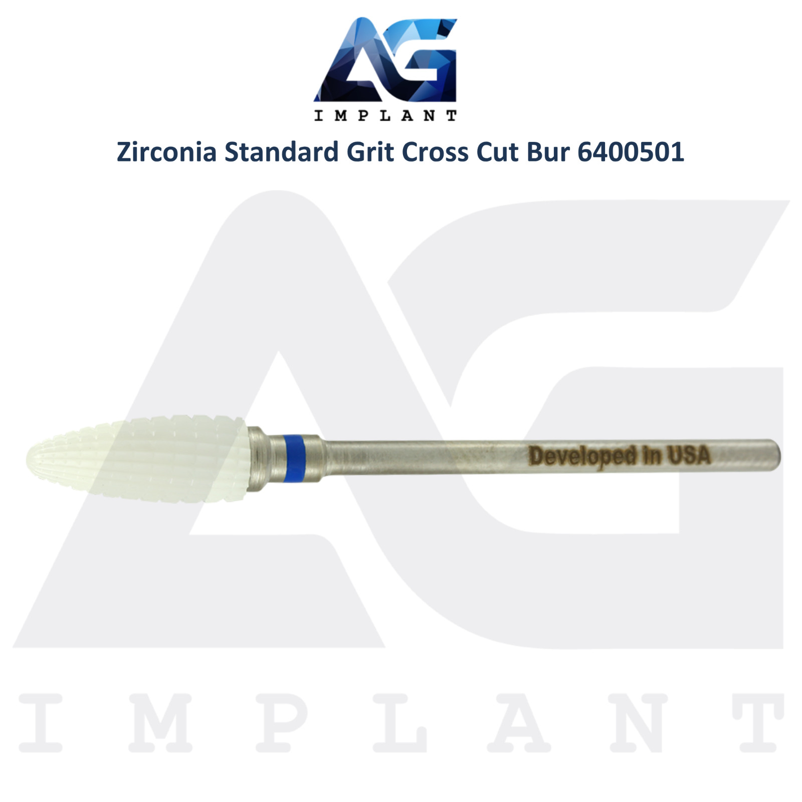 Dental Wilson Cross Cut Bullet Standard White Zirconia Bur Ø6.0×14.5mm 6400501