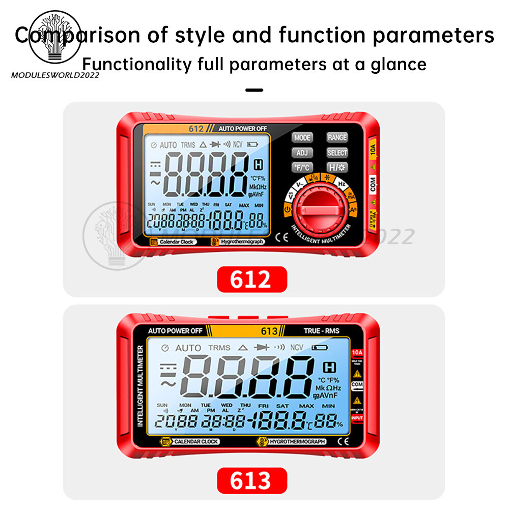 ANENG 612/613 Intelligent Digital Multimeter Calendar/ Thermohygrometer 3-in-1