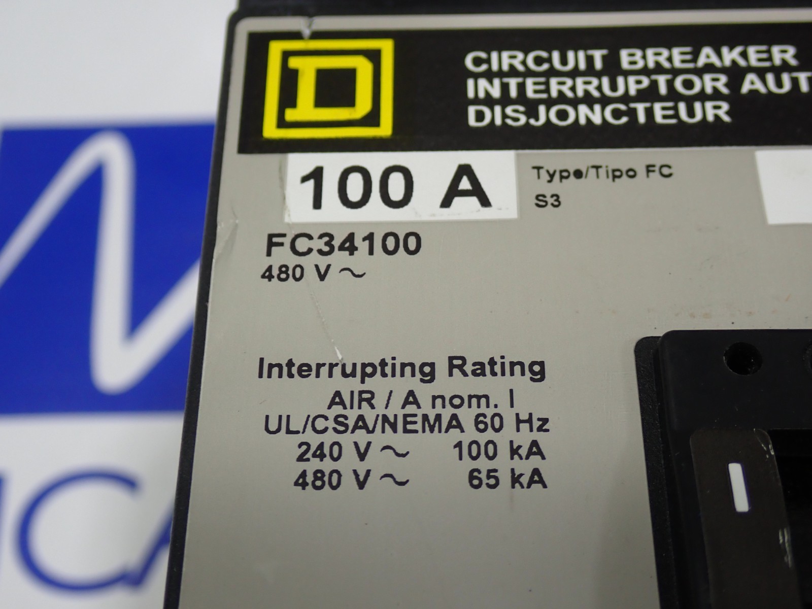 Square D FC34100 3 Pole 100 Amp 480 Volt 65kA I-Line Circuit Breaker – Tested