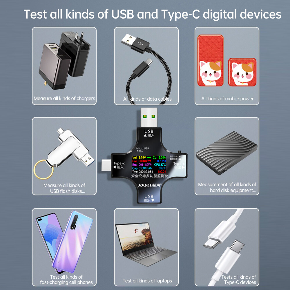 Type-C USB Digital Power Meter Tester Multimeter Current Voltage Test Bluetooth