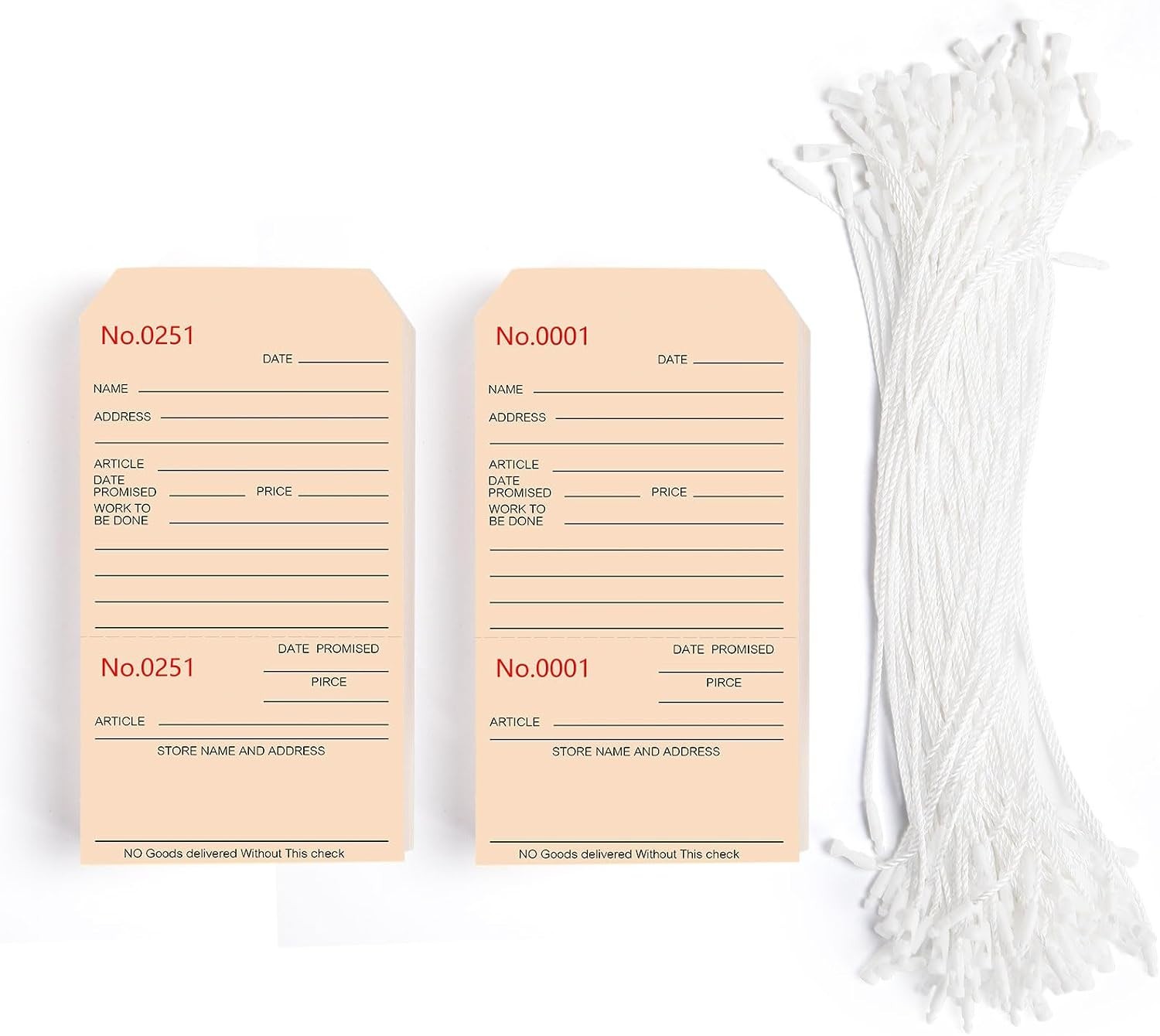 500Pcs Numbered Repair Tags with String,2.7X 5.1 Service Tag,Maintenance Label T