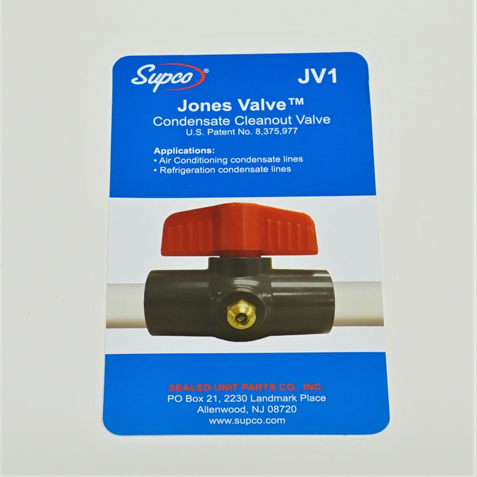 Supco JV1 Jones Valve Condensate Drain Cleanout Valve for A/C and Refrigeration