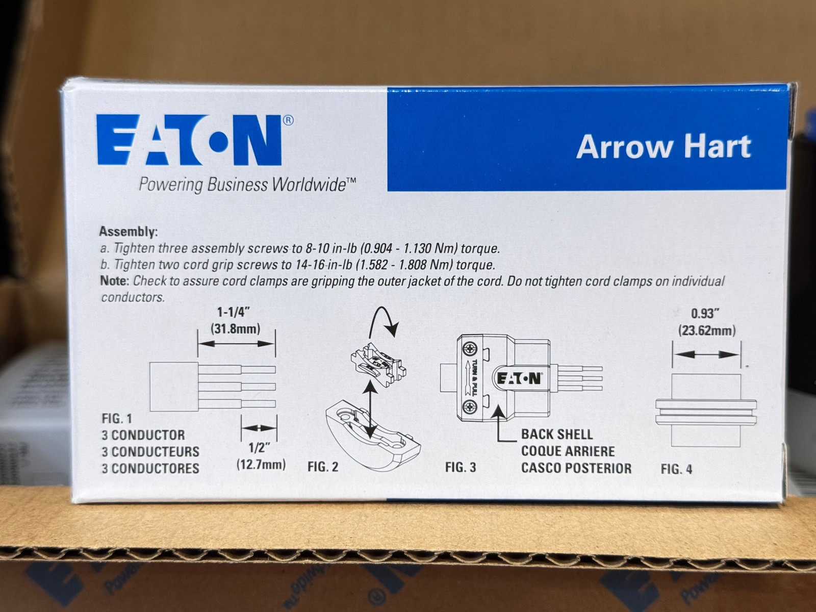 Eaton AHCL630P 30A 250V Blue Black Twist Lock Plug L6-30P Ultra Grip Industrial