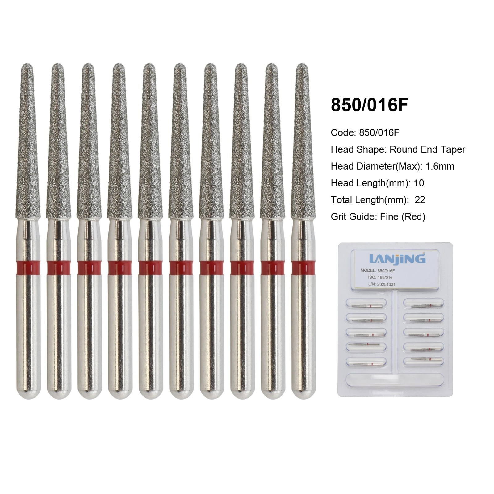 Dental Diamond Burs FG Round End Taper 856 850 Football 368/023 379 High Speed