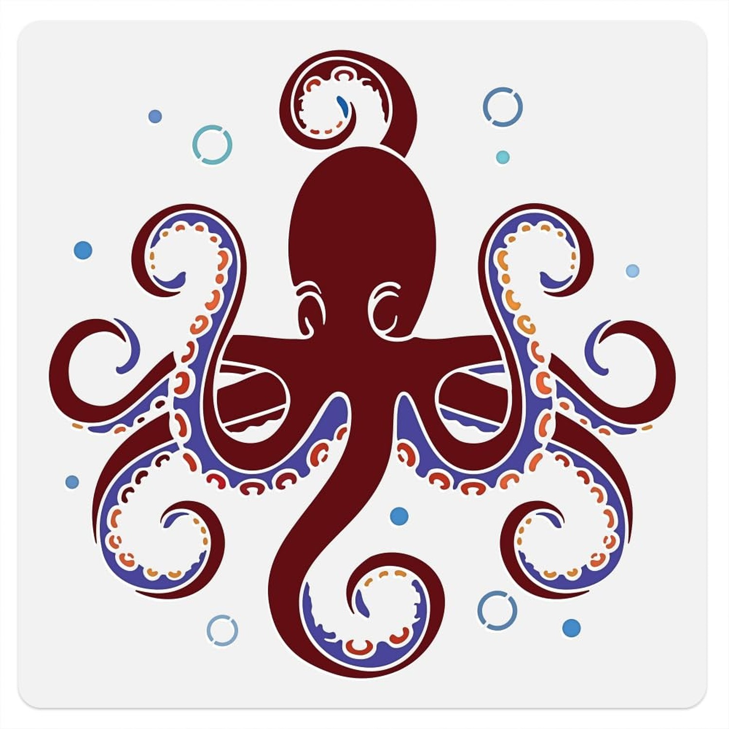 Octopus Sea Wall Stencil Template 11.8 x 11.8 Inch Reusable Plastic Ocean The…