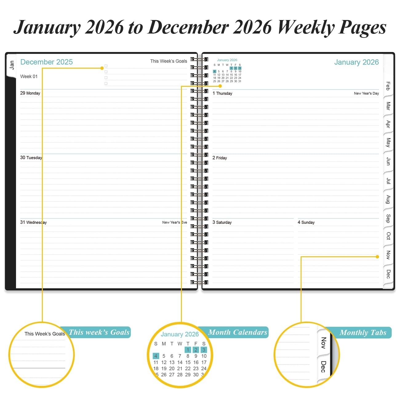2026 Planner – 8.5″ x 11″ Weekly Monthly Planner from January 2026 to Decembe…