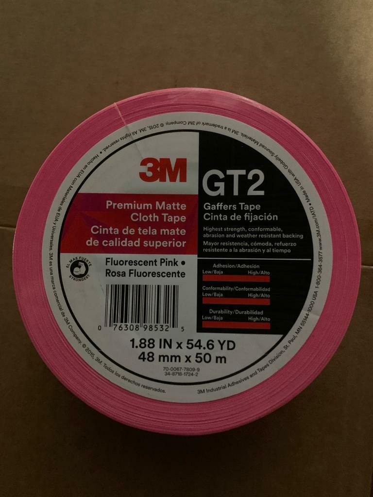 (1 ROLL) 3M Gaffers Tape PINK 2″ x 54.6 YD GT2 Premium Matte Cloth – NEW