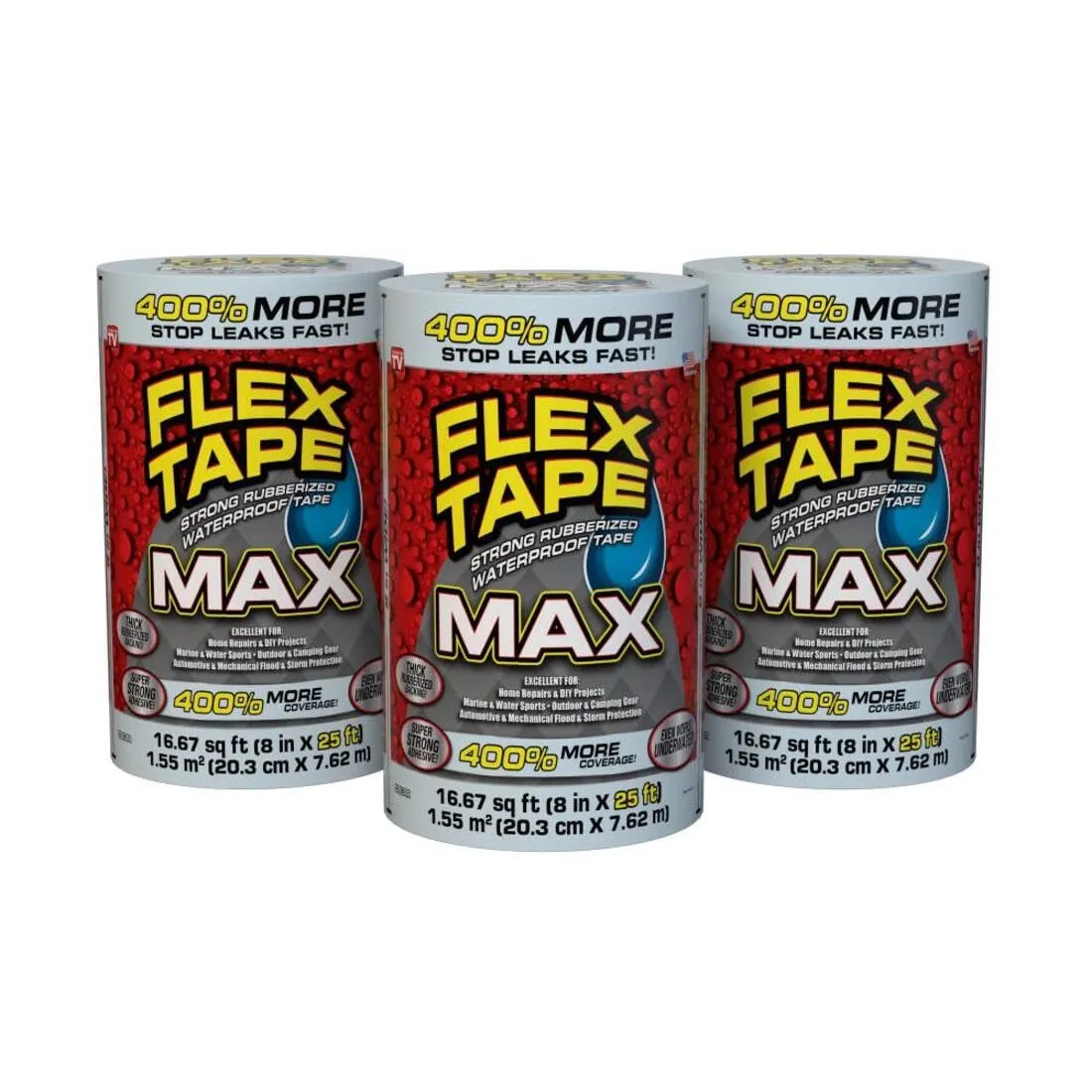 FLEX SEAL Flex Tape MAX Seal TFSMAXCLR08 Clear 8 in x 25 ft 3-Pack