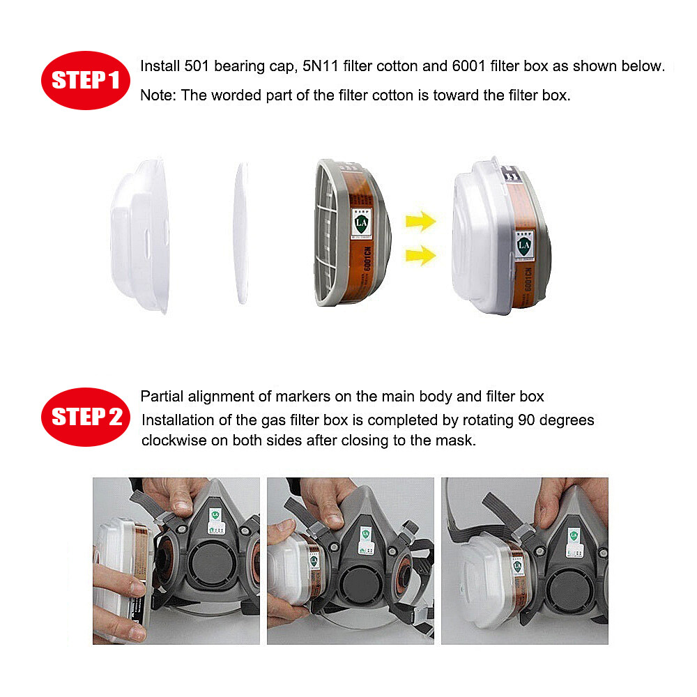 7 IN 1 Half Face Mask for 6200 / 7502 Gas Painting Spray Protection Respirator