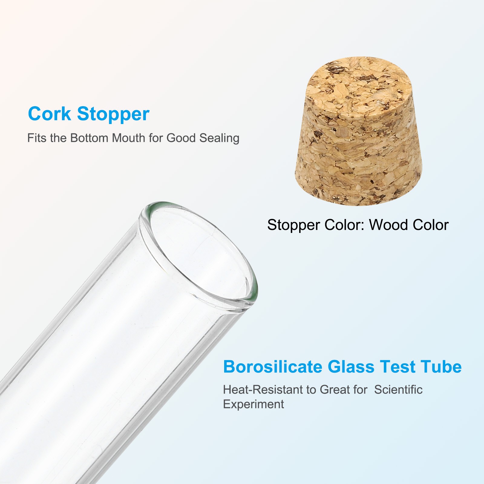 23ml Test Tubes, 10pcs 5.91×0.63in Glass Test Tube Containers with Cork Stopper