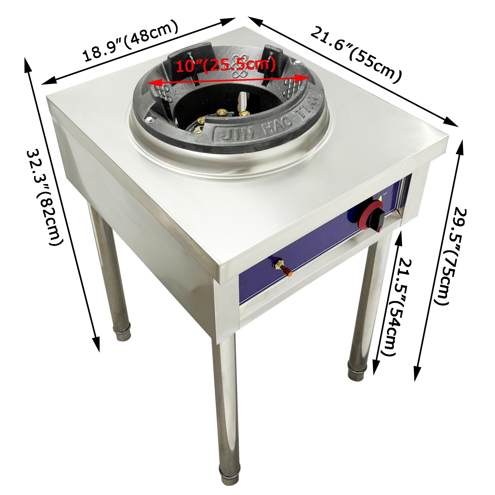 OPEN BOX 10″ LPG Commercial Wok Stove 45000BTU High Pressure Cast Iron Burner