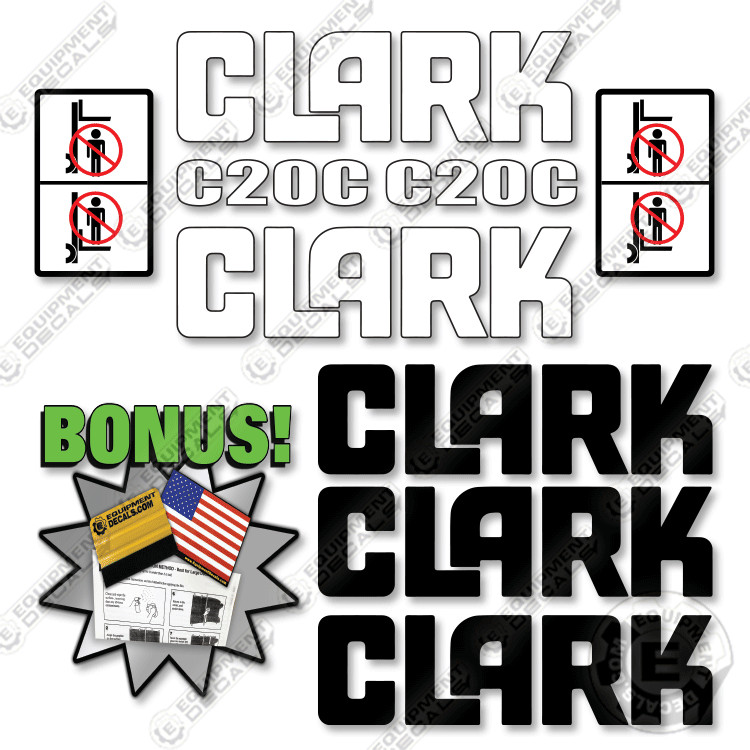 Fits Clark C20C Decal Kit Forklift – 7 YEAR OUTDOOR 3M VINYL!