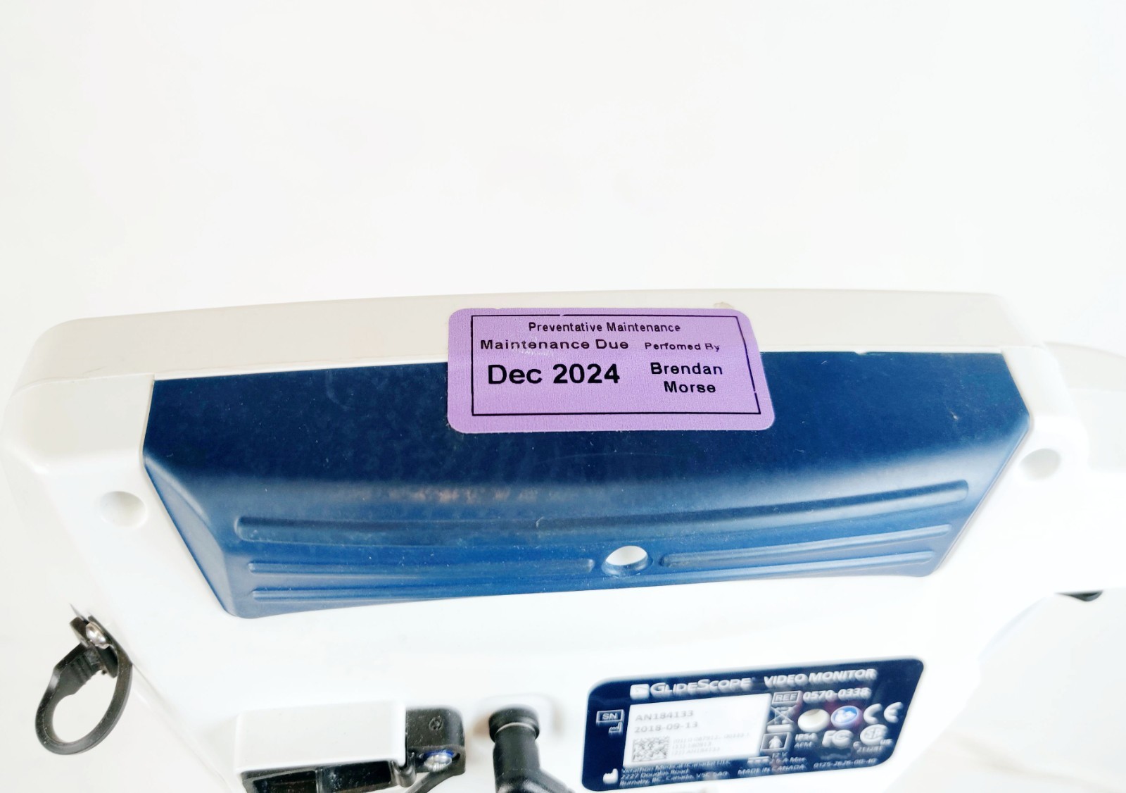 Verathon Glidescope Video Monitor 0570-0338 w Battery, Power Supply Tested