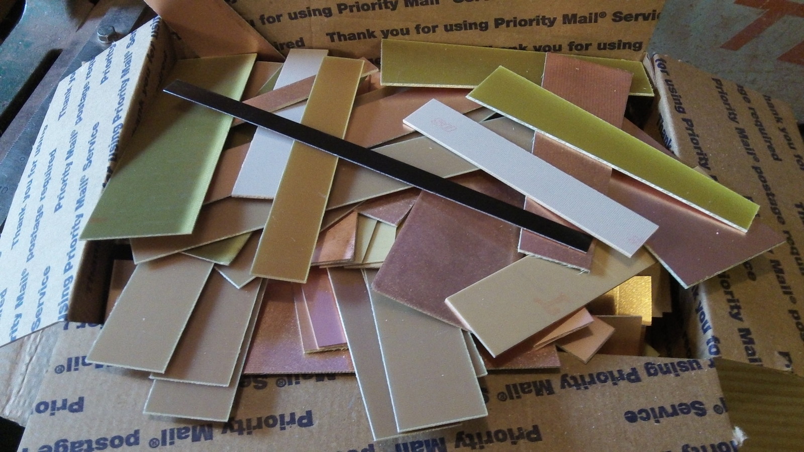 4 lbs. Copper Clad Laminate SINGLE & DOUBLE SIDED TRIMMINGS. FREE SHIPPING.