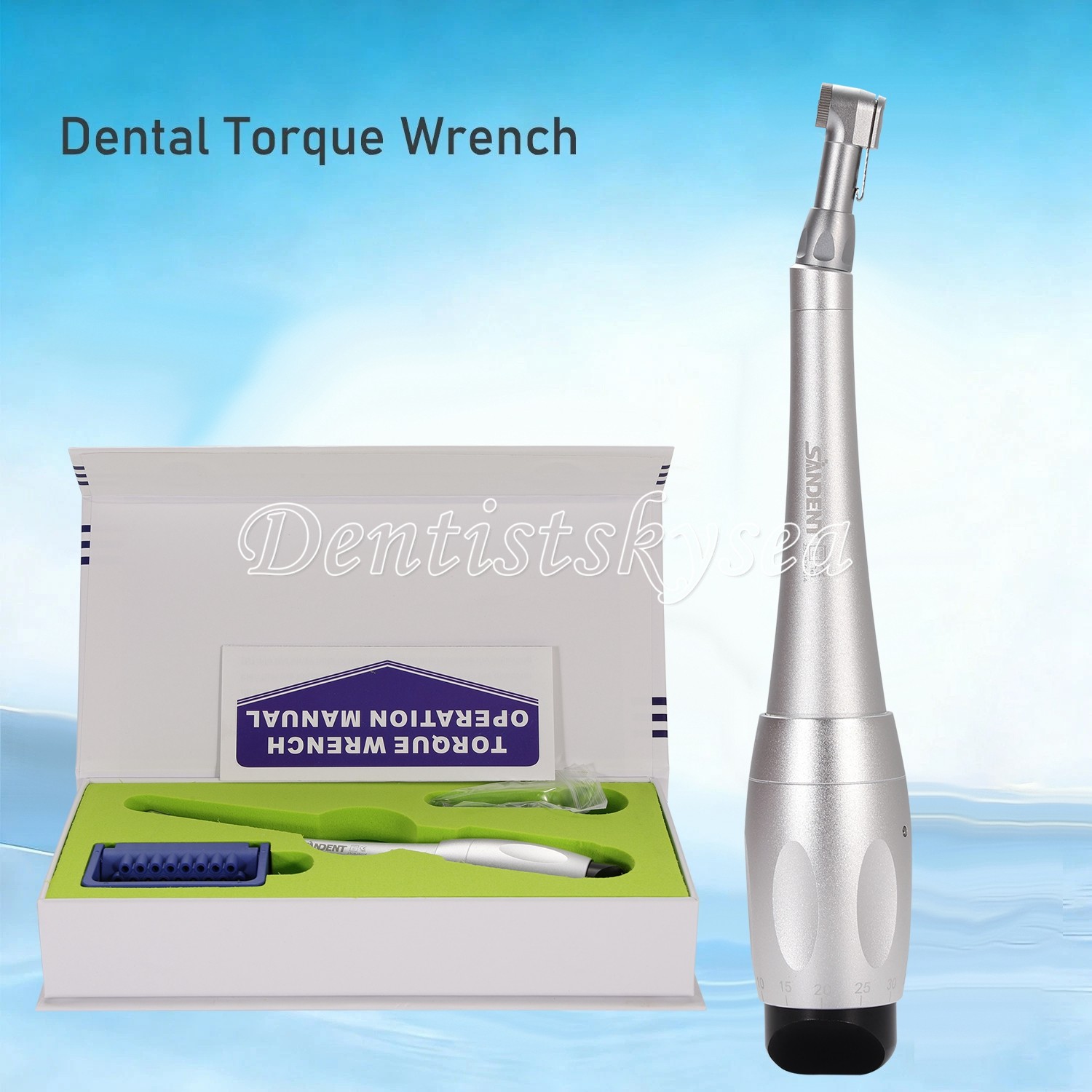 Universal Dental Implant Kit Torque Wrench Contra Angle W/ 16pcs Drivers Sliver