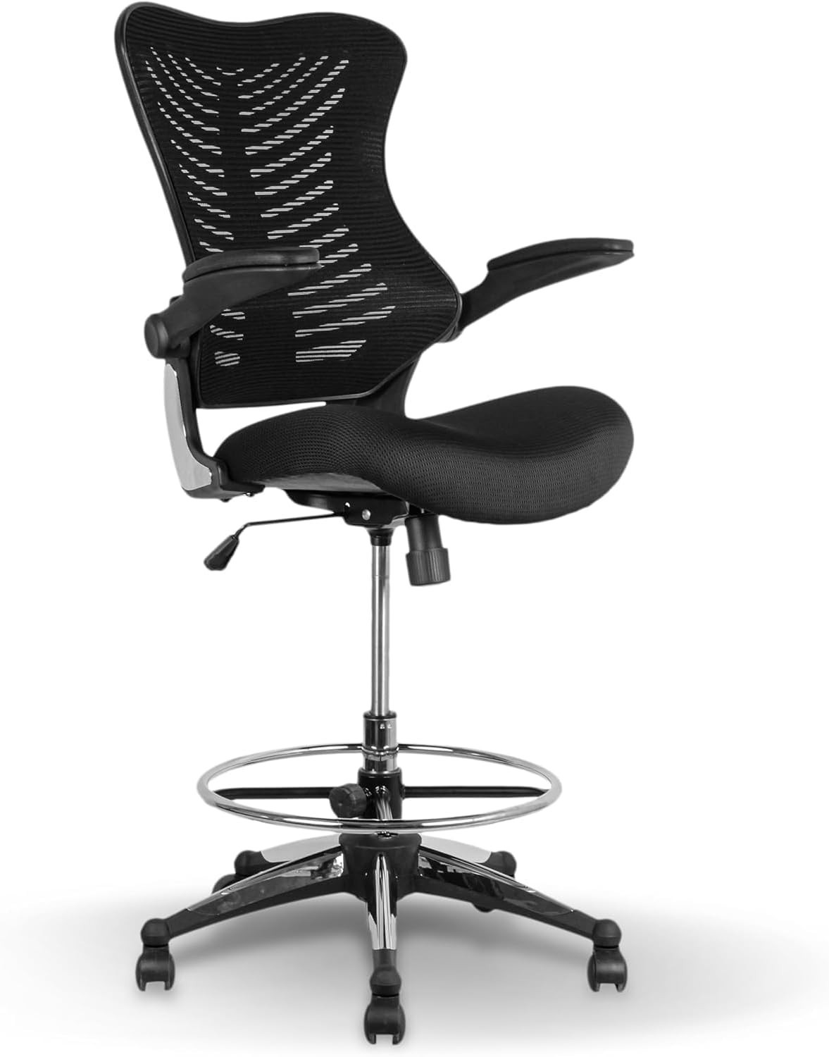 300 Lbs Support Ergonomic Drafting Chair – Adjustable Foot Ring & Cool Mesh Back