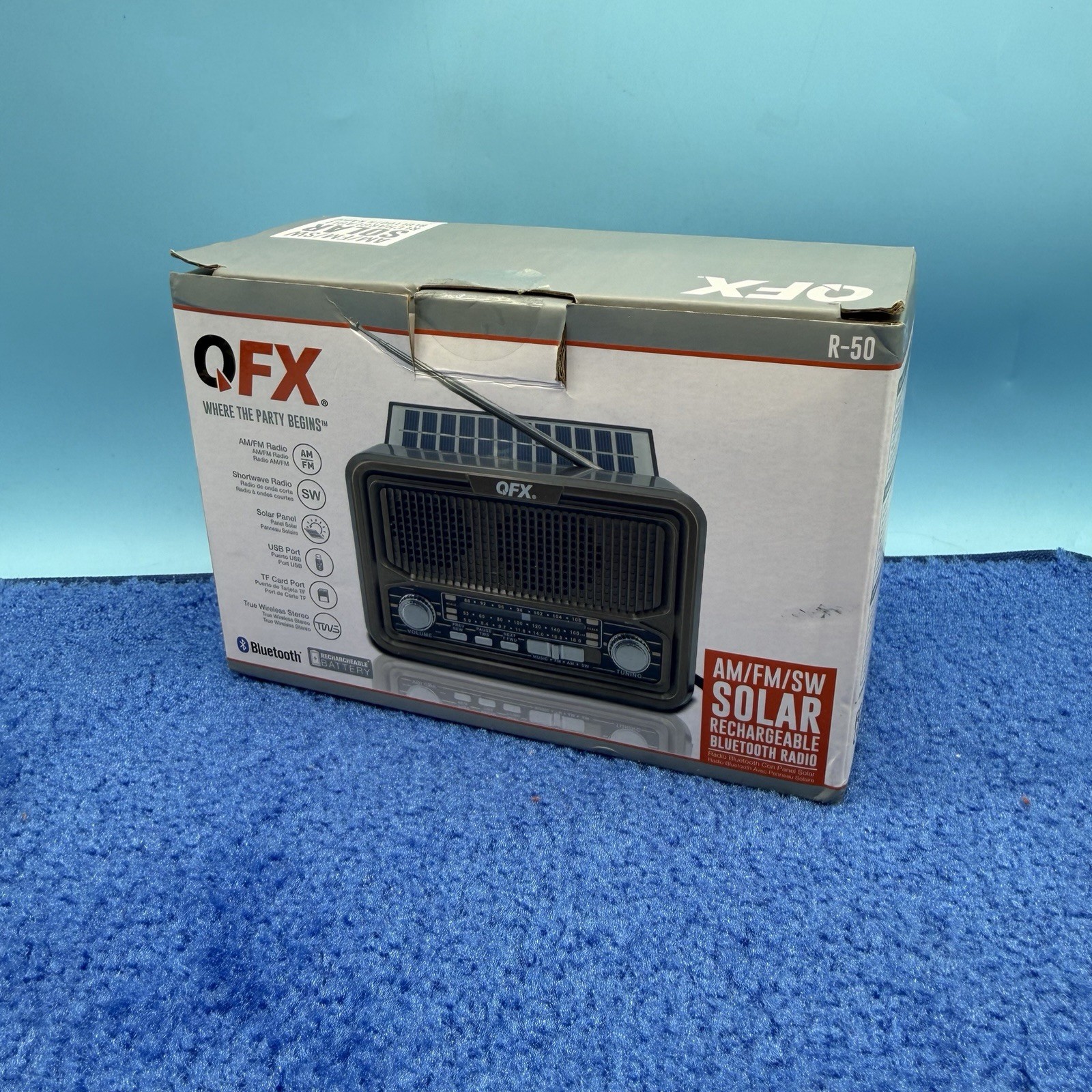 R-50 Portable AM/FM Shortwave Radio, Bluetooth, Solar Panel, True Wireless