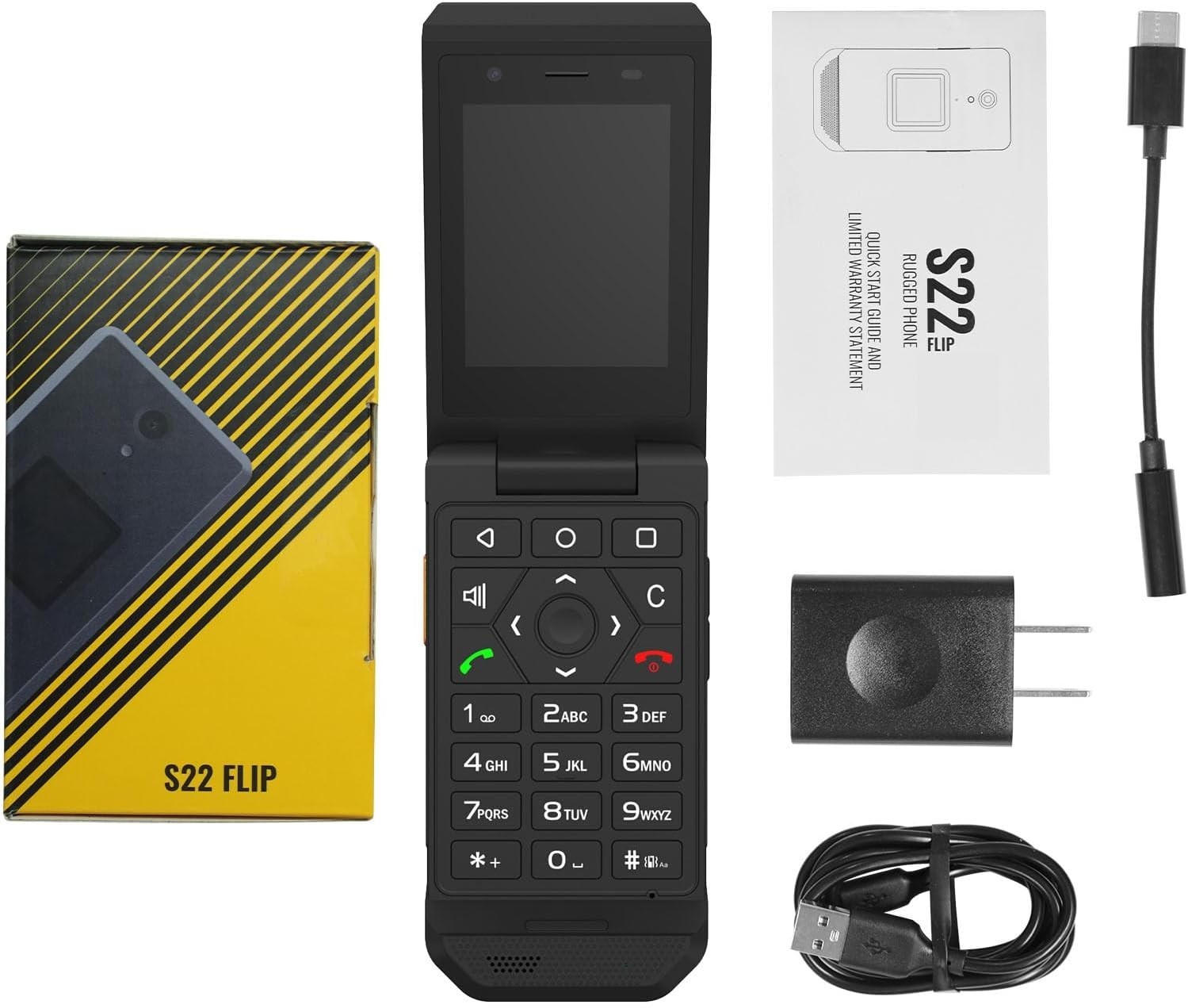 S22 Rugged Flip Phone Unlocked (16GB) 2.8” Touchscreen Smart Cell Phone
