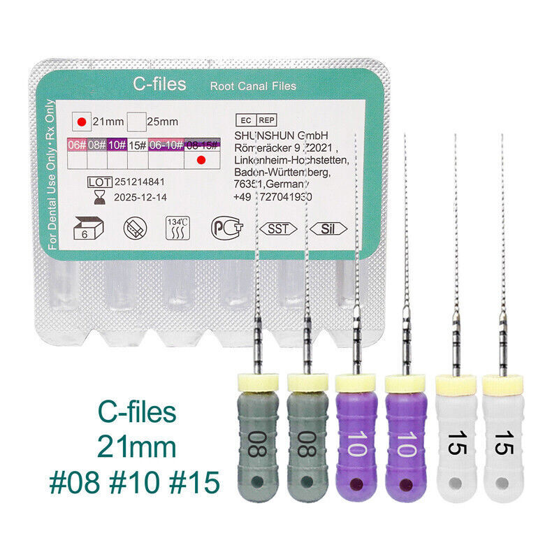 21/25MM C-files Dental Hand Use Endo Root Canal Steel Stainless Steel 6 Pcs/Pack